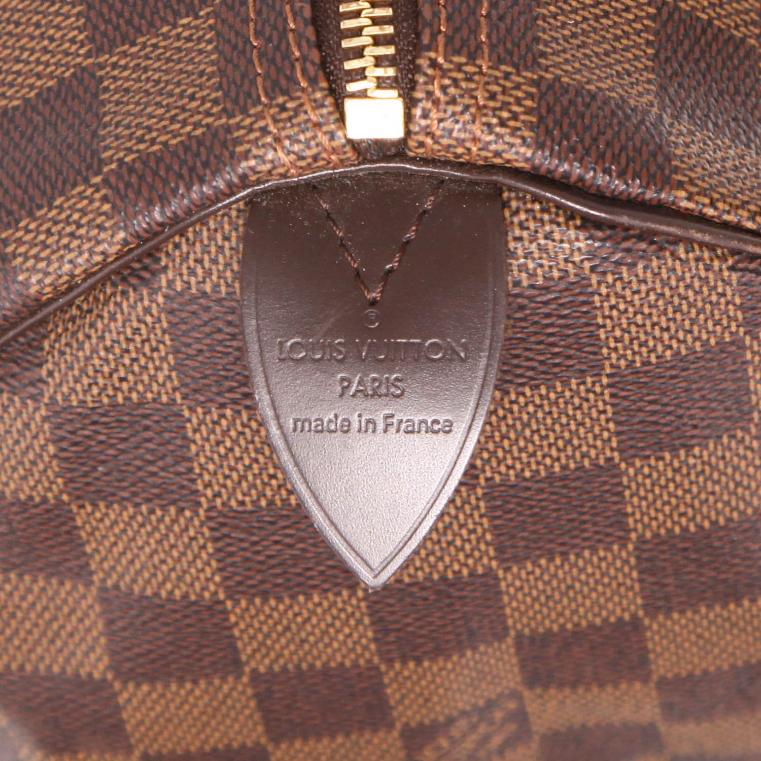 Borsa Louis Vuitton  Speedy 30 in tela a scacchi ebana e pelle marrone - Detail D2