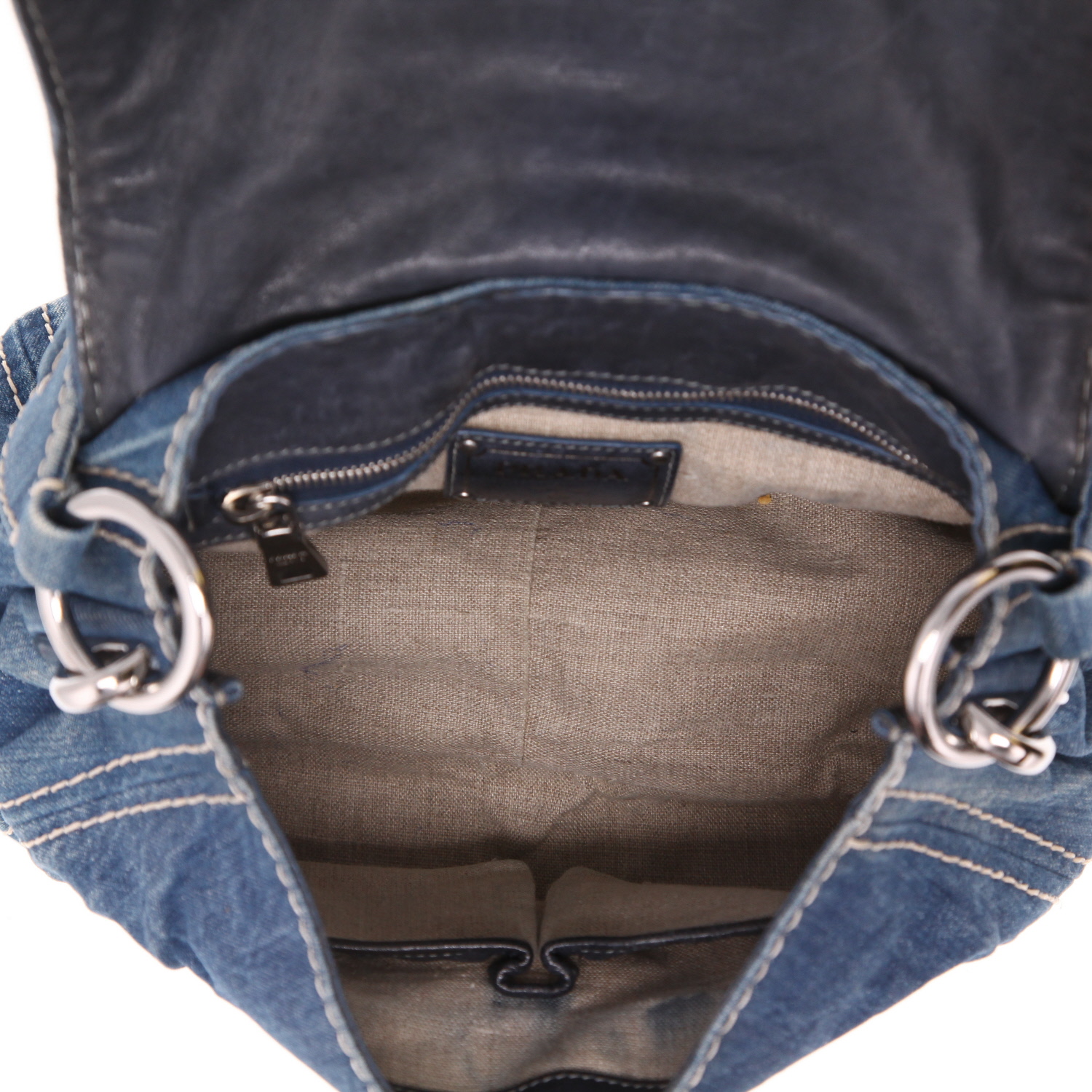 Bolso de mano Prada   en denim azul - Detail D3