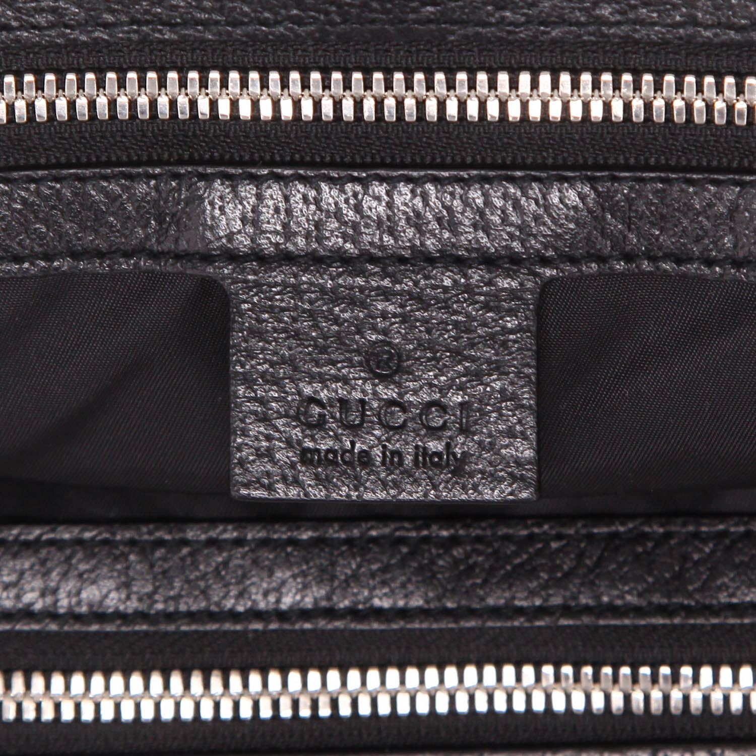 Shopping bag Gucci   in tela siglata nera e pelle nera - Detail D2