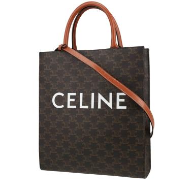 Sac cabas Celine  Vertical en toile Triomphe marron et cuir marron
