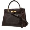 Hermès  Kelly 28 cm handbag  in brown crocodile - 00pp thumbnail