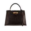 Hermès  Kelly 28 cm handbag  in brown crocodile - 360 thumbnail