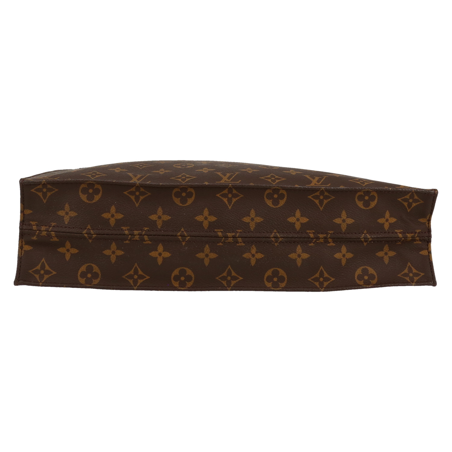 Sac cabas Louis Vuitton  Sac Plat en toile monogram marron et cuir naturel - Detail D1