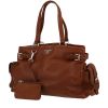 Prada  Daino shopping bag  in brown grained leather - 00pp thumbnail