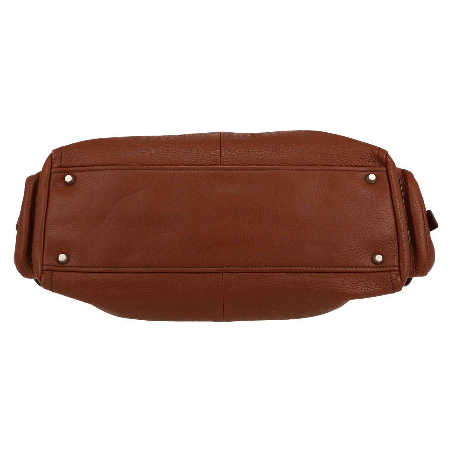 Sac cabas Prada  Daino en cuir grainé marron - Detail D1