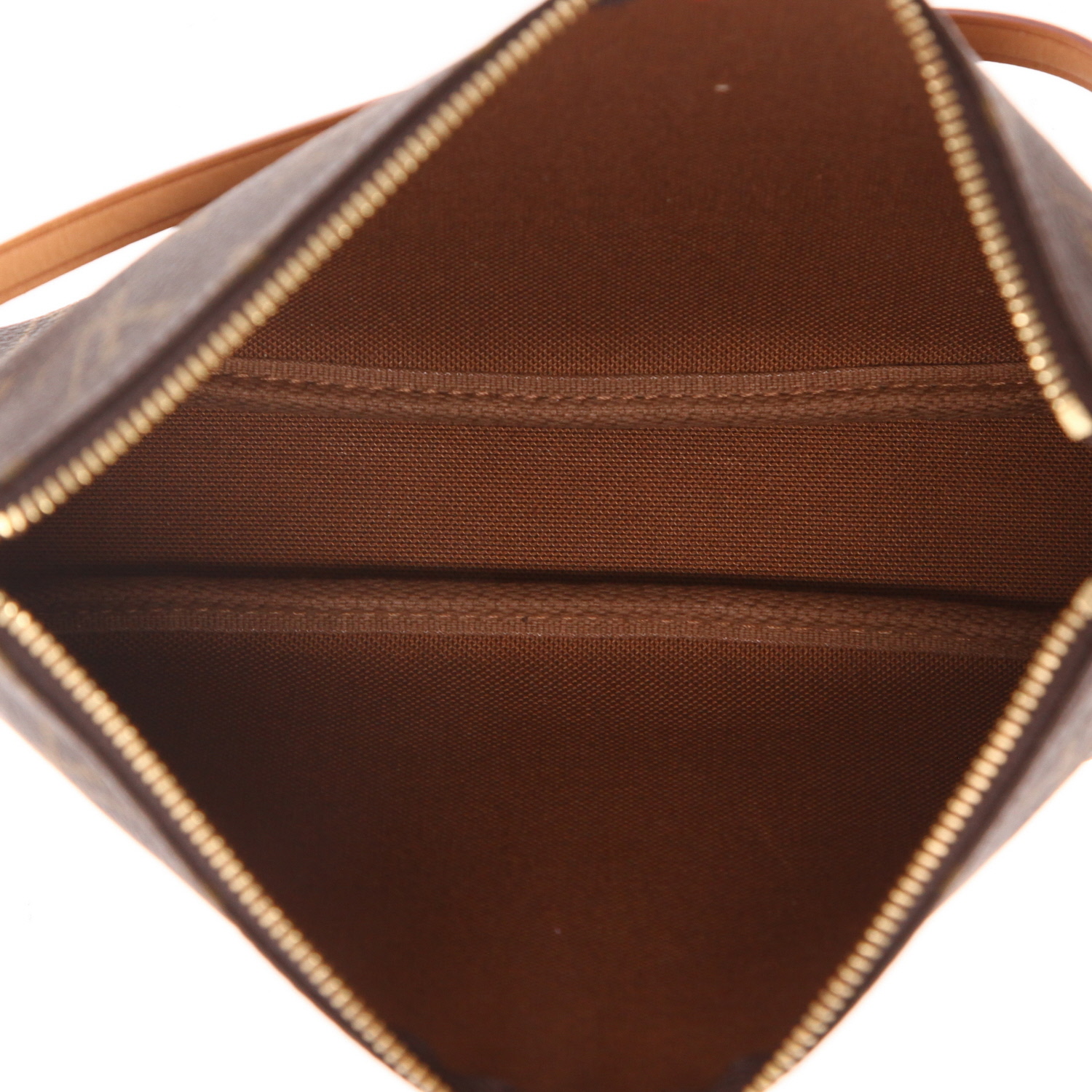 Louis Vuitton  Pochette accessoires pouch  in brown monogram canvas  and natural leather - Detail D3