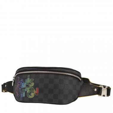 Louis Vuitton  Pochette-ceinture en lona a cuadros negra y cuero negro