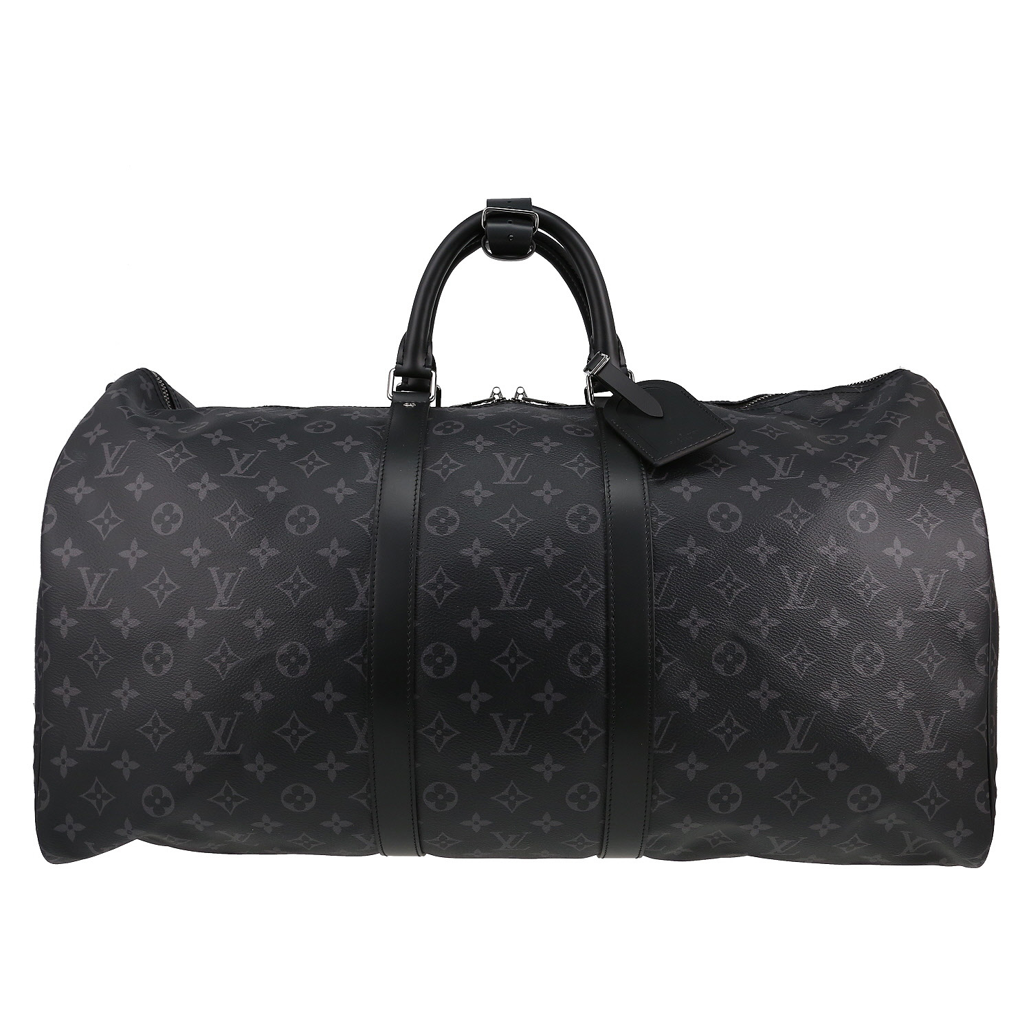 Bolsa de viaje Louis Vuitton  Keepall 55 en lona Monogram gris Graphite y cuero negro - Detail D1