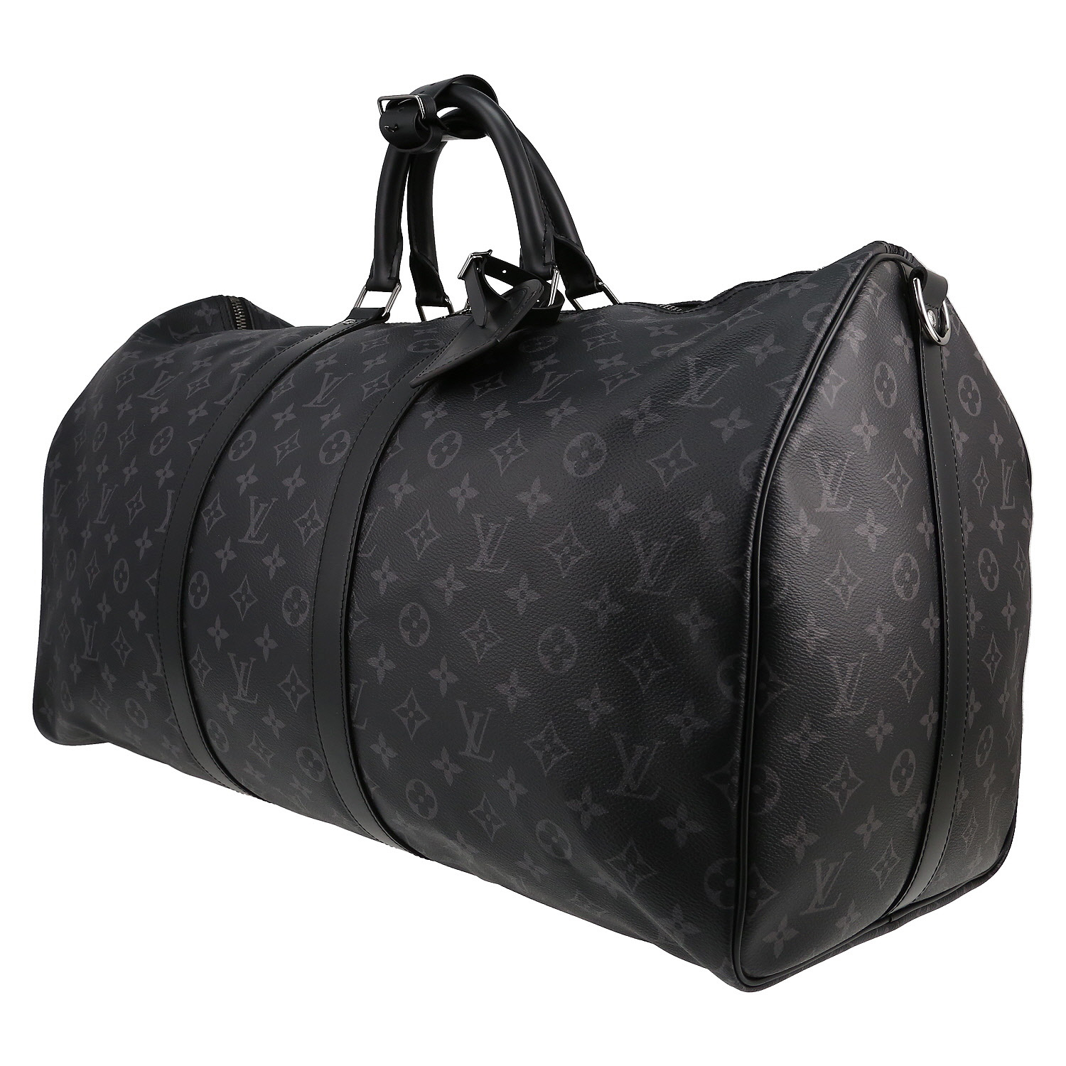 Louis Vuitton  Keepall 55 travel bag  in grey Graphite monogram canvas  and black leather - Detail D2