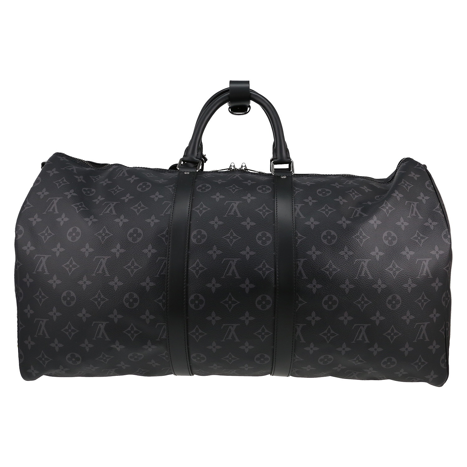 Louis Vuitton  Keepall 55 travel bag  in grey Graphite monogram canvas  and black leather - Detail D5