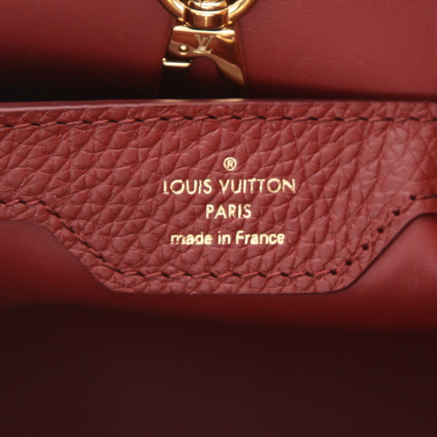 Borsa Louis Vuitton  Capucines BB in pelle taurillon clemence bordeaux - Detail D2