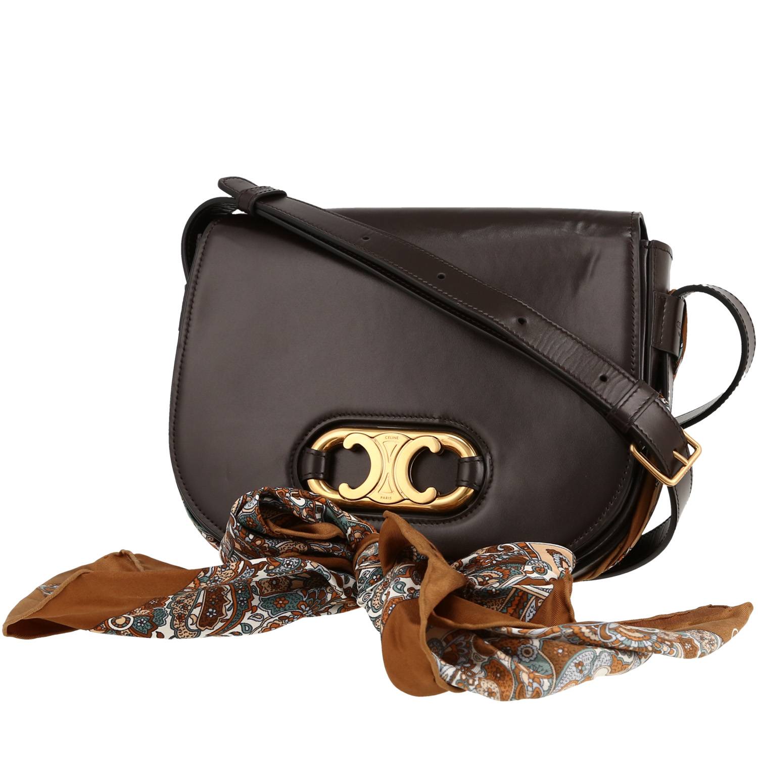 Celine Maillon Triomphe shoulder bag in brown leather