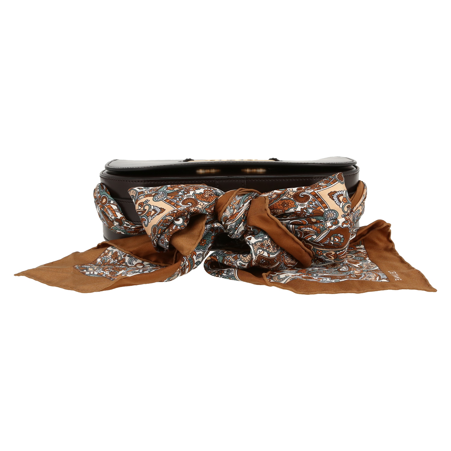 Sac bandoulière Celine  Maillon Triomphe en cuir marron - Detail D1