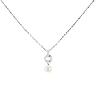 Collier Cartier Himalia en or blanc, diamants et perle de culture