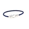 Bracelet Fred Force 10 moyen modèle en or blanc et nylon bleu - 360 thumbnail