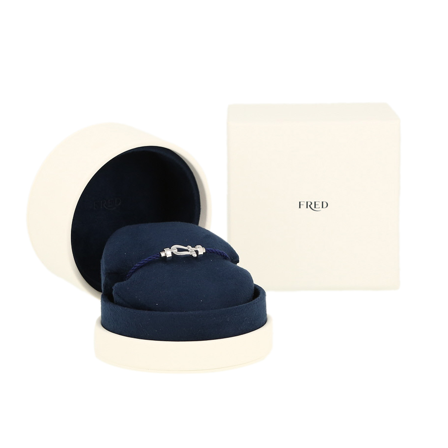 Bracciale Fred Force 10 modello medio in oro bianco e nylon blu - Detail D2