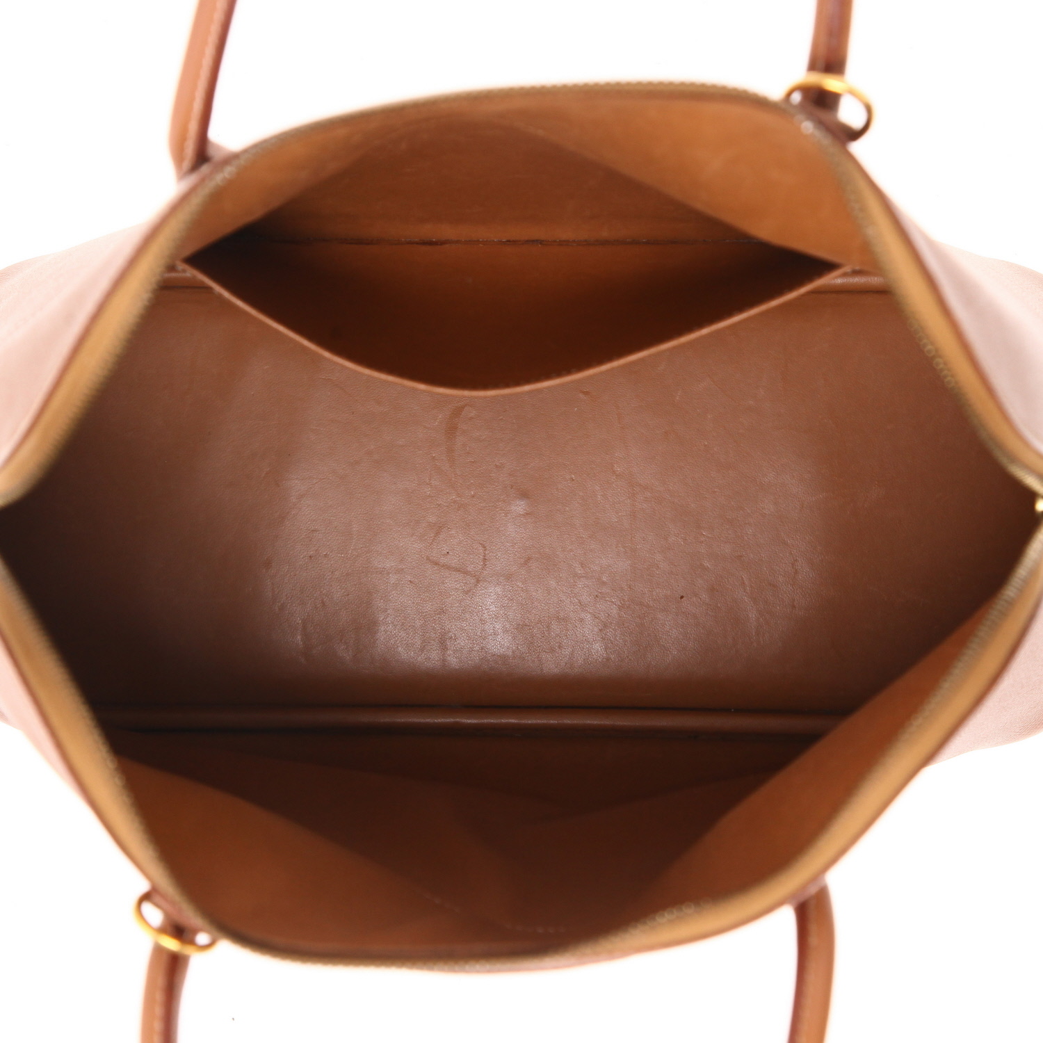 Bolso de mano Hermès  Bolide 35 cm en cuero Courchevel color oro - Detail D3