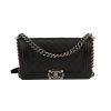 Chanel  Boy shoulder bag  in black quilted leather  and black patent leather - 360 thumbnail