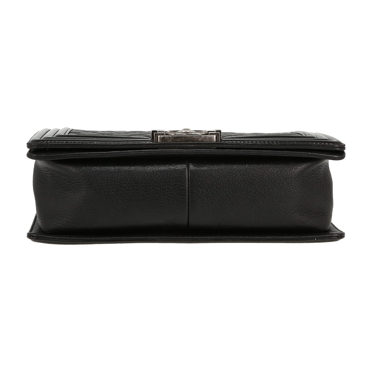 Borsa a tracolla Chanel  Boy in pelle trapuntata nera e pelle verniciata nera - Detail D1