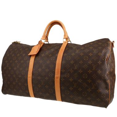 Louis Vuitton  Keepall 60 travel bag  in brown monogram canvas  and natural leather