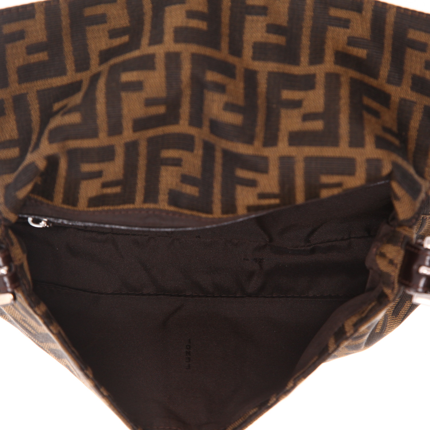 Fendi  Baguette handbag  in brown logo canvas  and brown leather - Detail D3