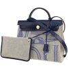 Hermès  Herbag shoulder bag  in beige "H" canvas  and blue Hunter cowhide - 00pp thumbnail