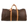 Sac de voyage Louis Vuitton  Keepall 60 en toile monogram marron et cuir naturel - 360 thumbnail