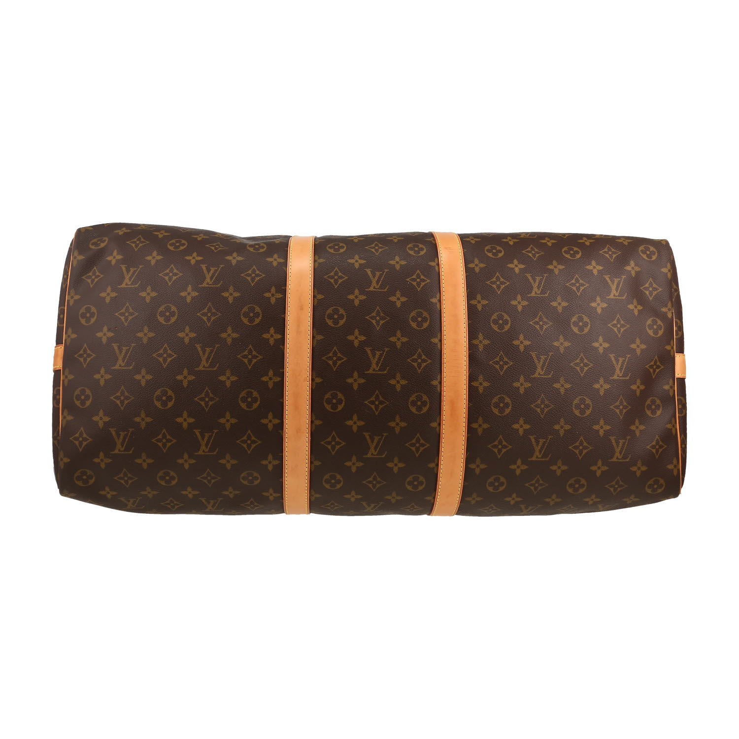 Louis Vuitton  Keepall 60 travel bag  in brown monogram canvas  and natural leather - Detail D1
