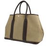 Shopping bag Hermès  Garden in tela verde kaki e pelle marrone - 00pp thumbnail