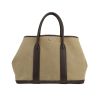 Hermès  Garden shopping bag  in khaki canvas  and brown leather - 360 thumbnail