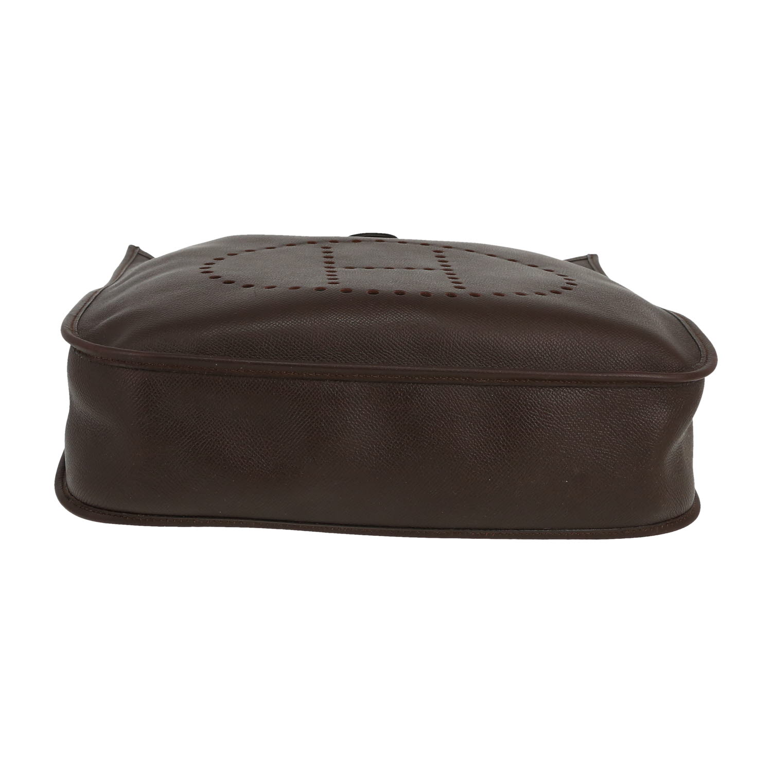 Sac bandoulière Hermès  Evelyne en cuir Courchevel marron - Detail D1