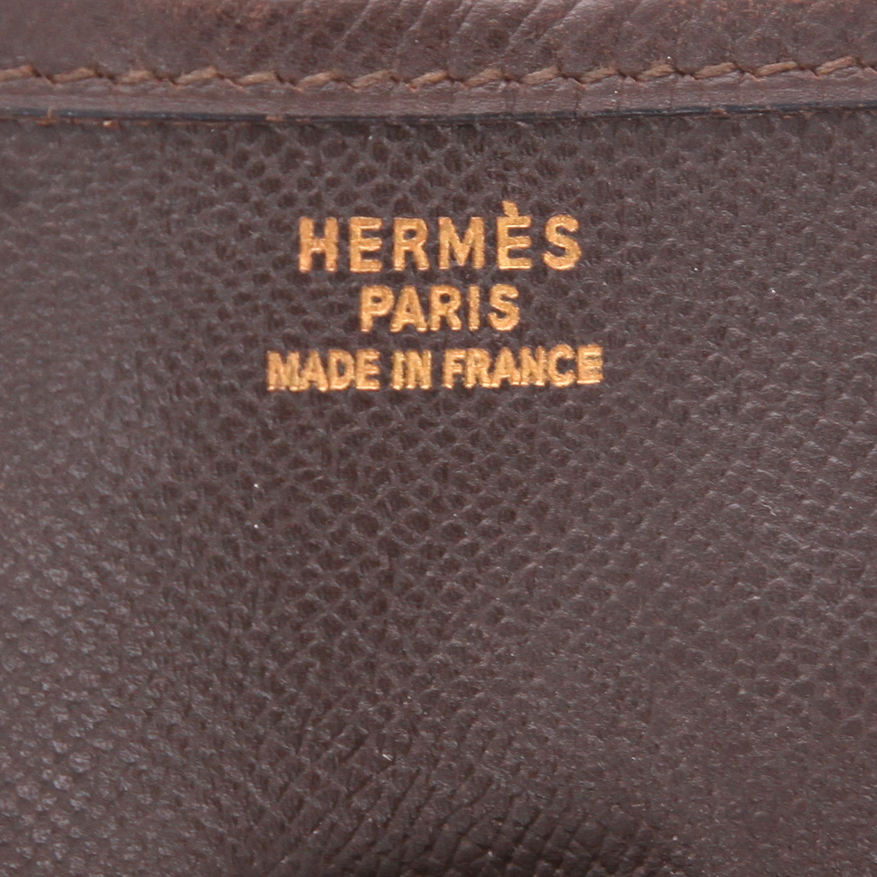 Sac bandoulière Hermès  Evelyne en cuir Courchevel marron - Detail D2