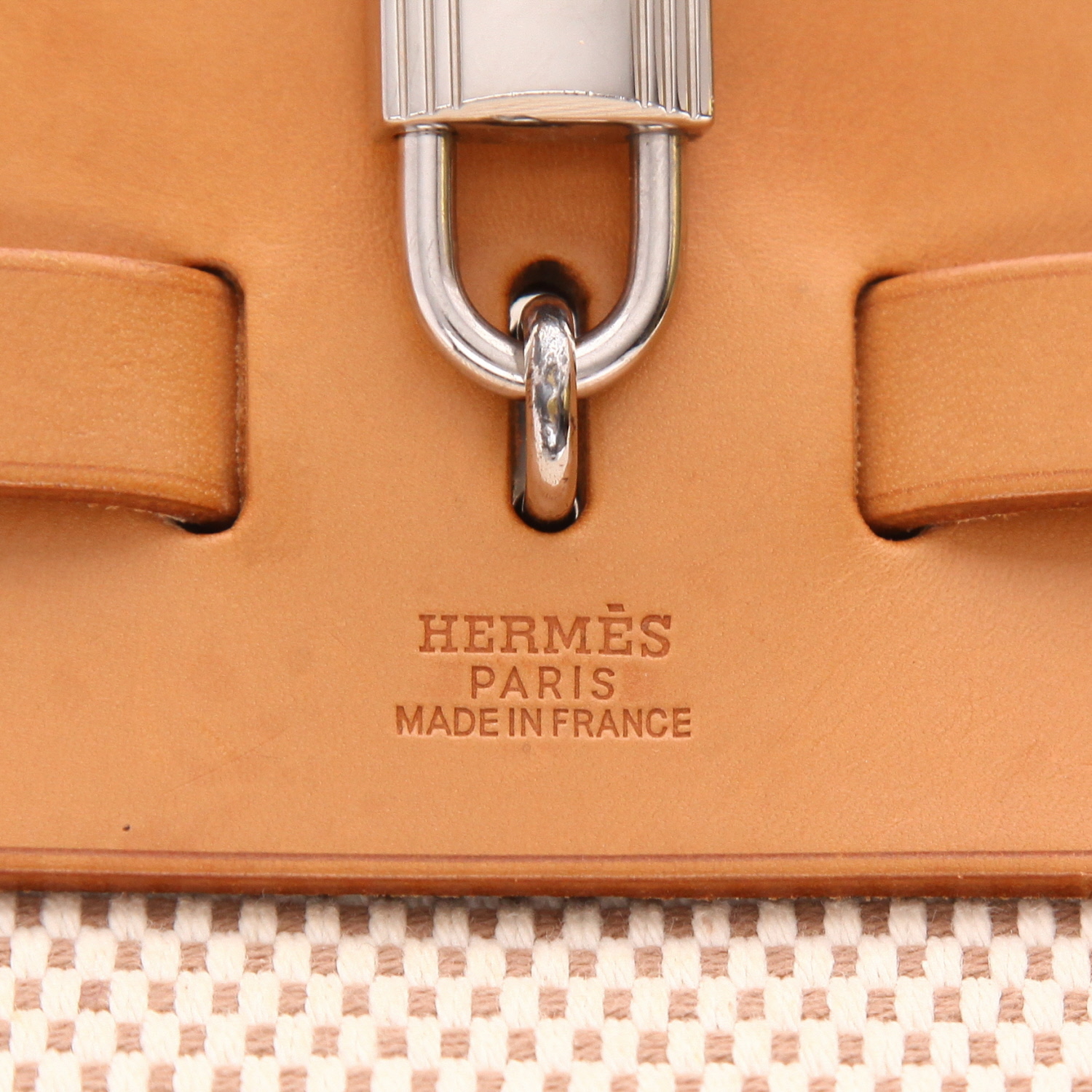 Sac à main Hermès  Herbag en toile beige et vache Hunter - Detail D2