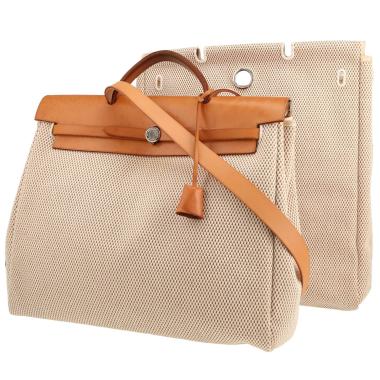 Borsa Hermès  Herbag in tela beige e mucca Hunter