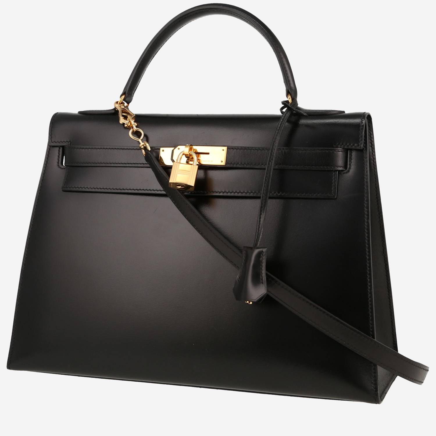 Hermès  Kelly 32 cm handbag  in black box leather