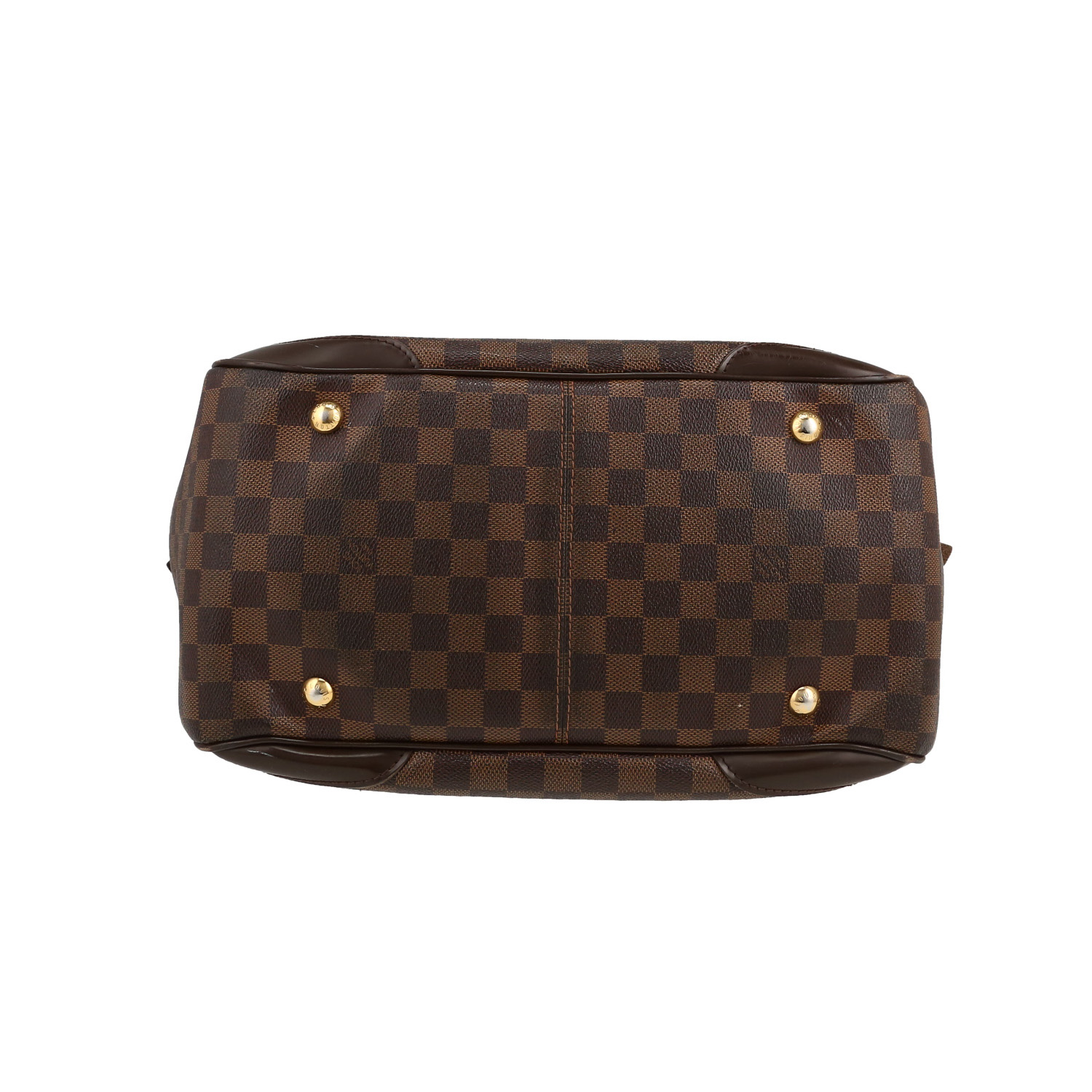 Sac à main Louis Vuitton  Verona en toile damier ébène et cuir marron - Detail D1