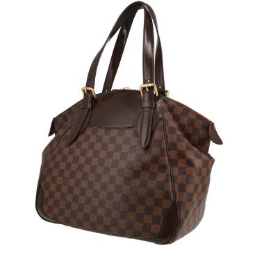 Sac à main Louis Vuitton  Verona en toile damier ébène et cuir marron