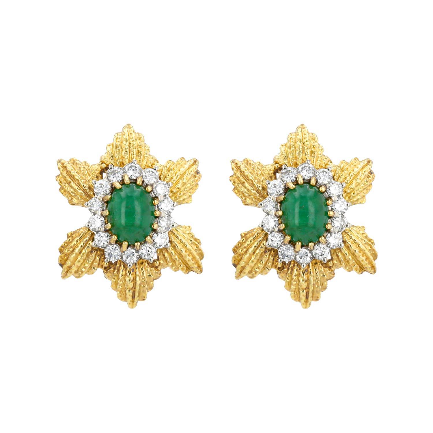 Paire de boucles d'oreilles Vintage  en or jaune, or jaune 14k et diamants - 00pp