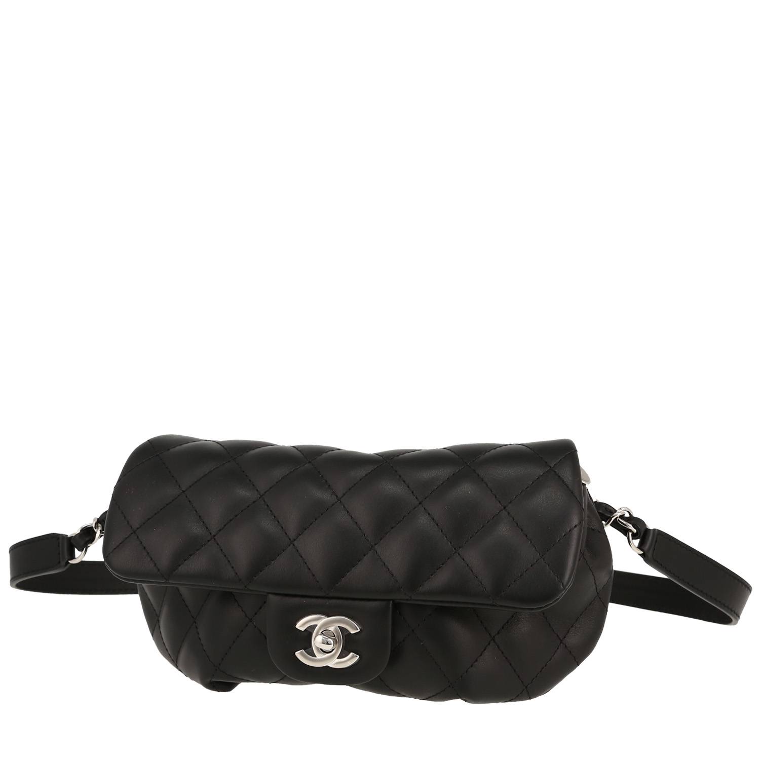 Clutch-Belt In Black Quilted Leather
