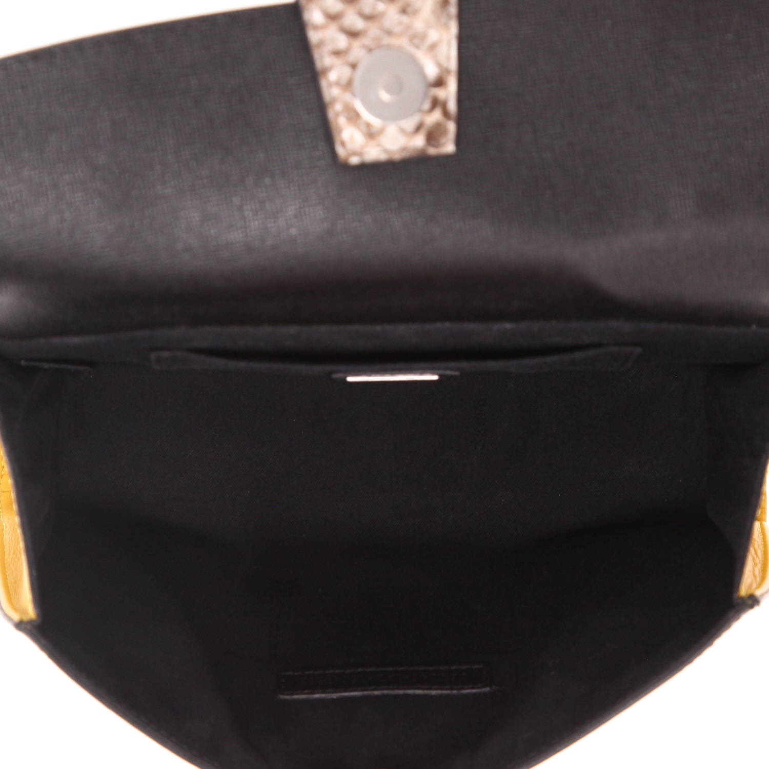 Sac bandoulière Fendi  Demi Jour en cuir jaune noir et bleu et python beige - Detail D3