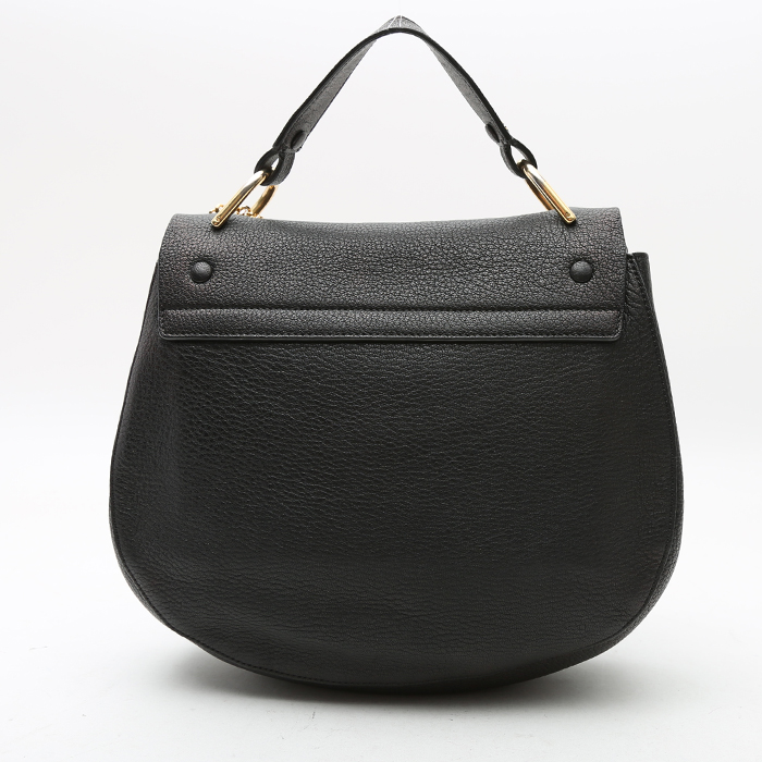 Sac bandoulière Chloé  Drew en cuir grainé noir - Detail D7