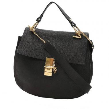 Borsa a tracolla Chloé  Drew in pelle martellata nera
