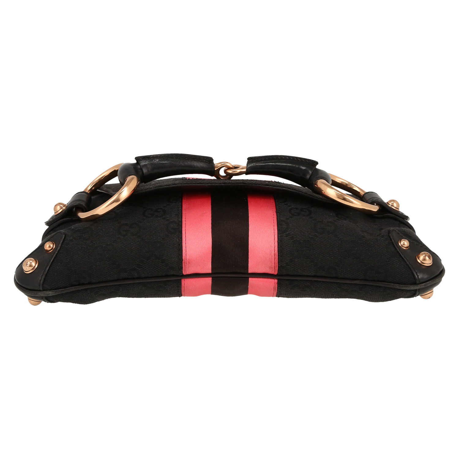 Sac à main Gucci  Mors en toile sûpreme GG noire et cuir noir - Detail D1