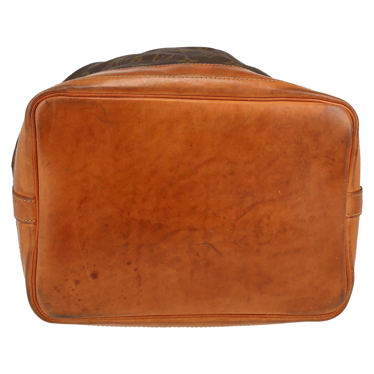 Sac cabas Louis Vuitton  Noé en toile monogram marron et cuir naturel - Detail D1