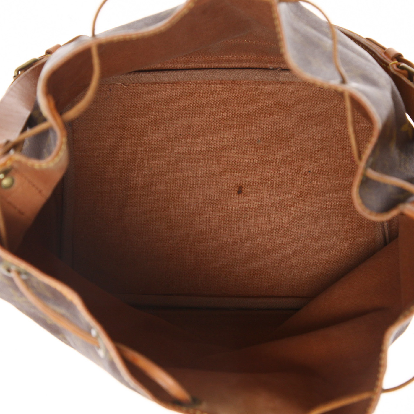 Sac cabas Louis Vuitton  Noé en toile monogram marron et cuir naturel - Detail D3