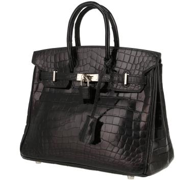 Sac à main Hermès  Birkin 25 cm en crocodile niloticus noir