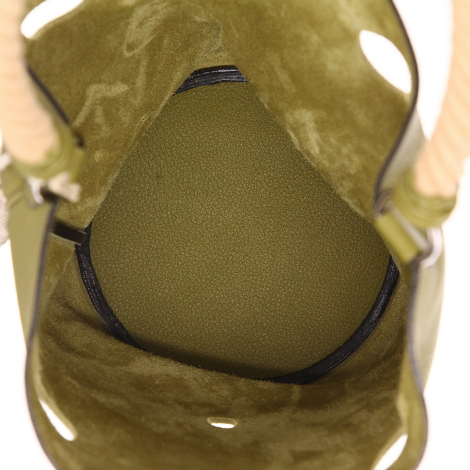 Bolso de mano Hermès  Mangeoire en cuero togo verde Chartreuse - Detail D3