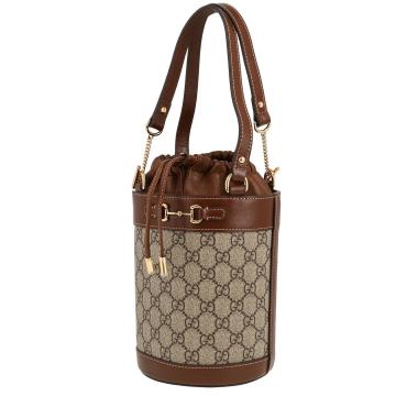 Sac à main Gucci en toile Suprême GG beige et cuir marron