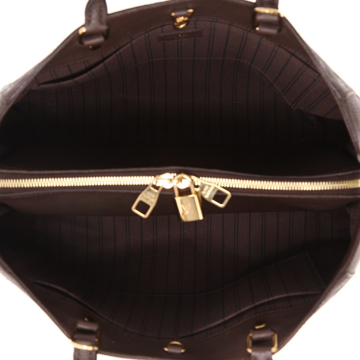 Bolso de mano Louis Vuitton  Montaigne en cuero monogram huella marrón - Detail D3