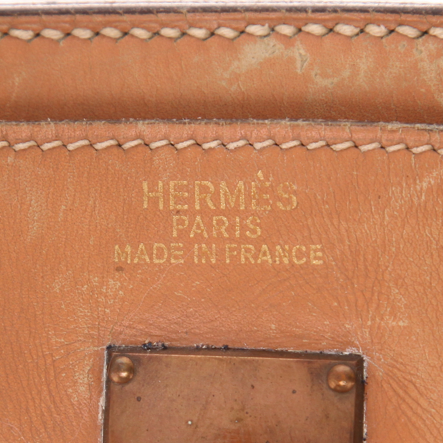 Borsa weekend Hermès  Haut à Courroies in tela beige e pelle naturale - Detail D6